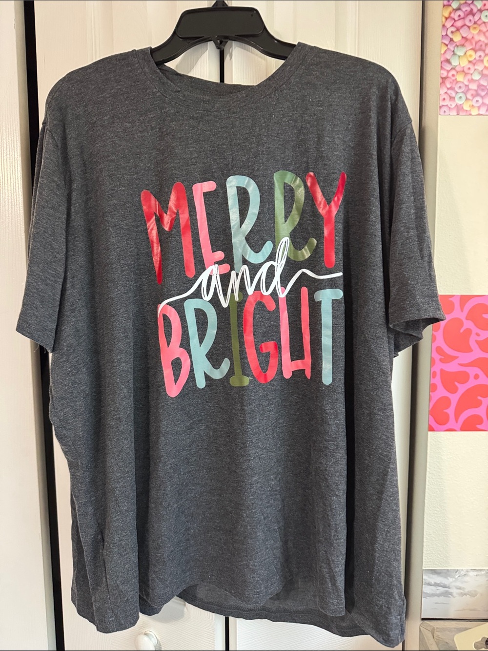 Merry and Bright Graphic Tee - Charcoal